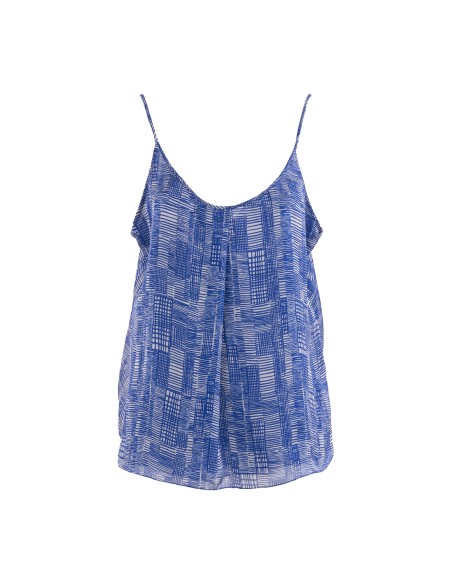 Shop EMPORIO ARMANI  Top: Emporio Armani flared top in silk chiffon.
All-over print.
Round neckline.
Thin straps.
Deep neckline on the back.
Composition: 100% Mulberry silk.
Made in Romania.. E3NK2B F2511-019